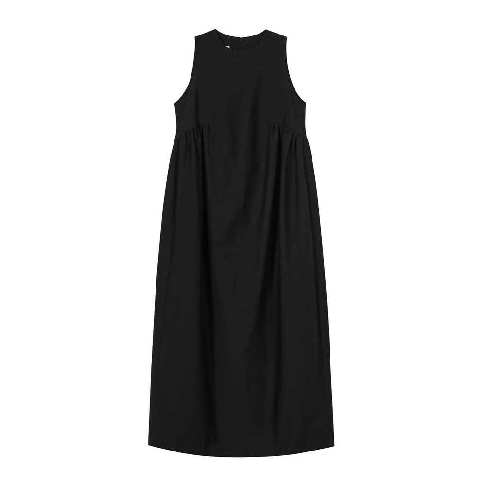 The Loom Jar Dress Black Sleeveless High Neck Cotton Midi Dress Modest Size M n3